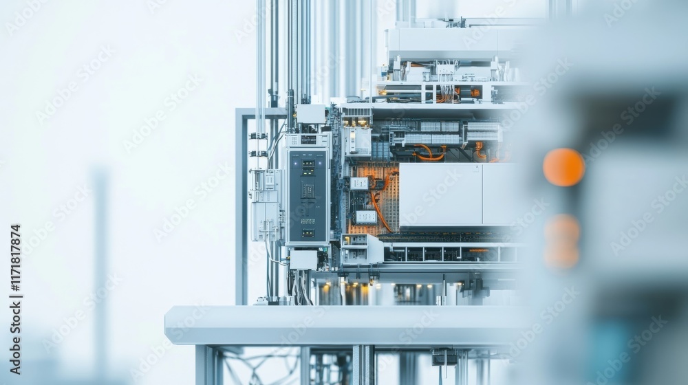 Aufkleber intricate machinery with exposed wires, circuits, and components, suggesting advanced automation and