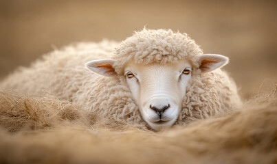Adorable Sheep with Soft Wool Capturing the Fluffy and Gentle Appearance of Farm Life
