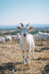 Obraz premium Pure White Goat Figurine. Isolated Domestic Farm Animal with Innocent Expression in an Agricultural Setting