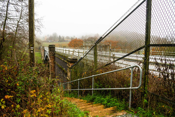 Side view of the  River Severn pipe bridge, near Bewdley.