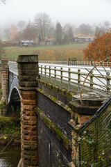 Side view of the  River Severn pipe bridge, near Bewdley.
