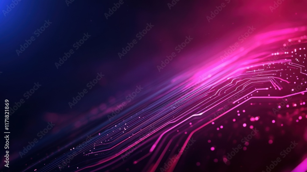 Aufkleber abstract digital background with colorful lights and circuit patterns in blue and pink hues