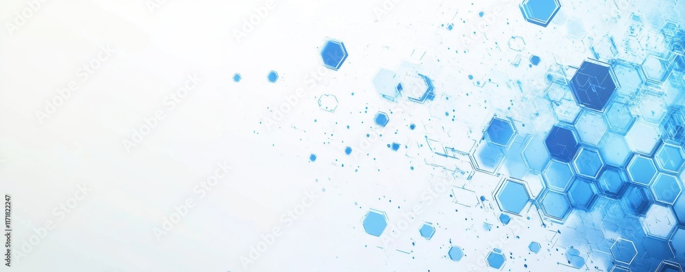 Poster abstract background with blue hexagons and circuit board elements blue technology banner for digital