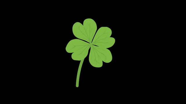 2D Animated Clover Leaf Vector with Alpha Channel and Transparent Background