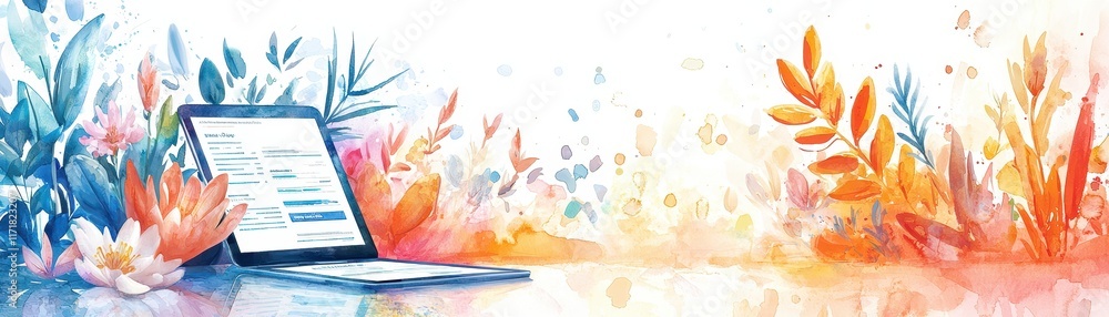 Aufkleber demonstrating key features of tax submission with professional advisor in colorful floral background