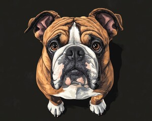 Charming English Bulldog Gazing Directly at You, Exuding Curiosity and Warmth