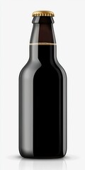 Isolated Brown Bottle Filled with Beer, Featuring a Classic Cap &acirc;&euro;&ldquo; Perfect for Product Display or Beverage Promotion