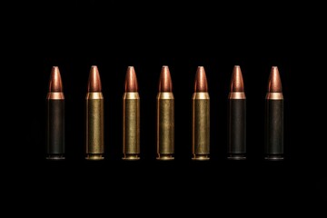 Varieties of Munition Displayed on Dark Surface - Emphasizing Firearms and Ammunition Sales Rights