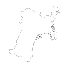 Fototapeta premium Miyagi prefecture blank outline map