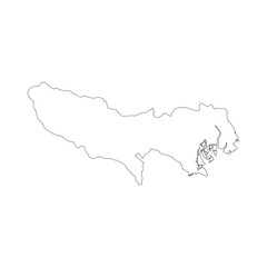 Tokyo prefecture blank outline map