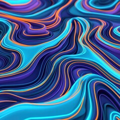 A vibrant, abstract representation of flowing shapes in shades of blue and purple, with contrasting orange lines, creating a visually dynamic and modern aesthetic.