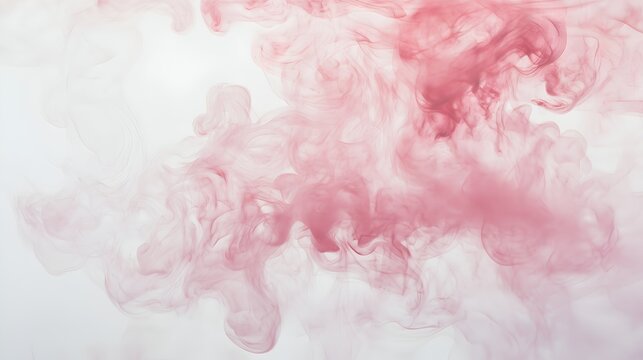 A gentle and romantic background with light pink smoke trails swirling on a pure white canvas