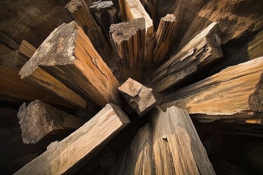 A Scenic View of Shattered Wood in Tiponi Canyon, Petrified Forest National Park, Arizona