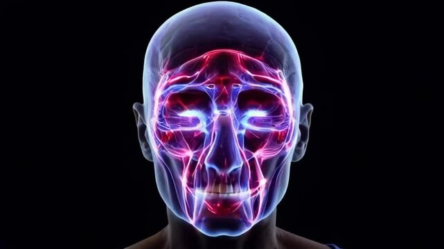 A man's brain is shown in a very detailed and colorful way. Concept of wonder and fascination with the complexity of the human brain