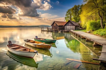 Obraz premium Ammersee's breathtaking lake views: a summer holiday in Bavaria, documented through stunning nature photography.