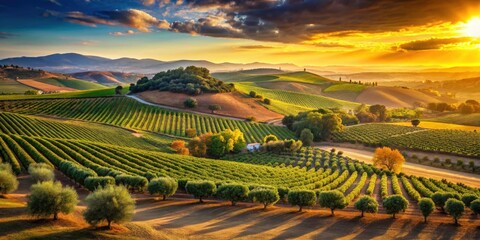 Fototapeta premium Andalusian sun-drenched vineyards and landscapes: captivating Jerez countryside photography.