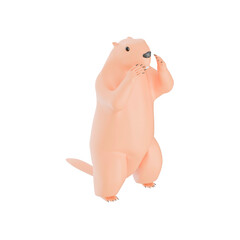 3D rendering illustration of a cute groundhog. An image dedicated to Groundhog Day in February