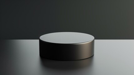 A sleek black pedestal set against a moody backdrop, perfect for showcasing products in an elegant display.