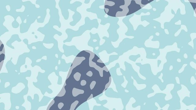 Fluid blue and yellow looping animated background. Abstract light blue and gray pattern suitable for wallpaper, backgrounds, textiles, and packaging design projects. Perfect for modern and minimalist 