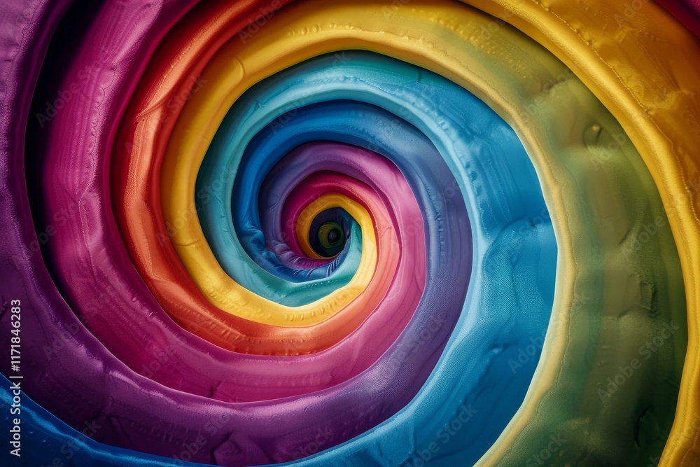 Poster rainbow colored spiral creating a tunnel effect with vibrant and bright colors