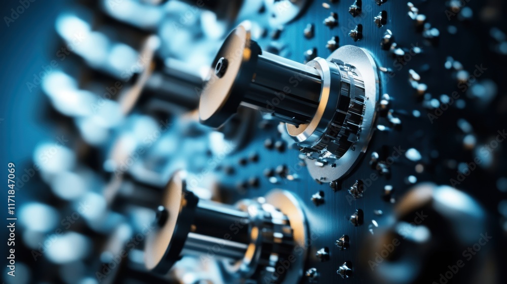 Poster close up view of intricate gears and machinery operating seamlessly, showcasing precision engineerin