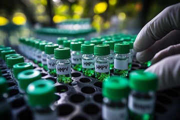 Obraz premium A test tube containing of the HMPV Human Metapneumovirus
