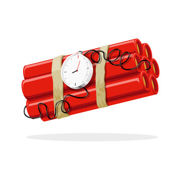 time bomb with detonator icon set vector illustration isolated on white background. dynamite bomb with clock.