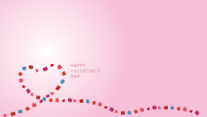 Happy Velentine's Day background  with gifts boxes and love icon suit for web poster, flyer, stylish brochure, greeting card, cover, wallpaper