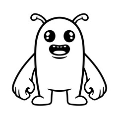 funny cute odd alien character isolated drawing line art style sketch classic vintage design illustration