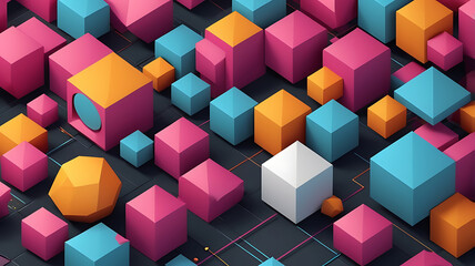 Obraz premium Abstract background featuring an array of purple and blue 3d cubes in a grid-like structure with varying depths