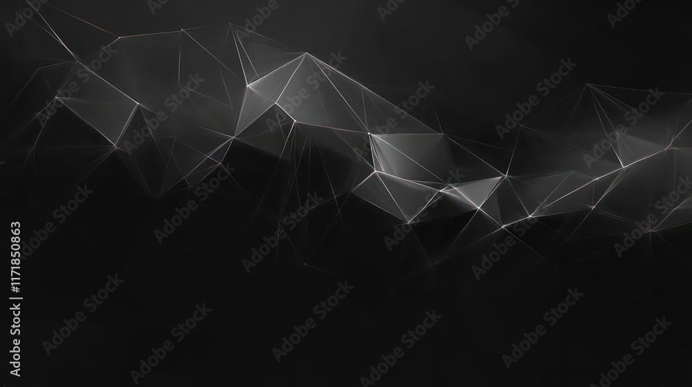 Poster Abstract dark background with glowing geometric shapes and lines.
