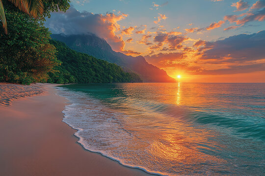 sunset at the beach - Powered by Adobe