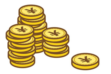 日本円の硬貨を積み上げたイラスト