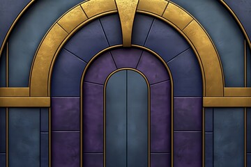 Fototapeta premium Abstract Archway Design With Gold And Purple Accents