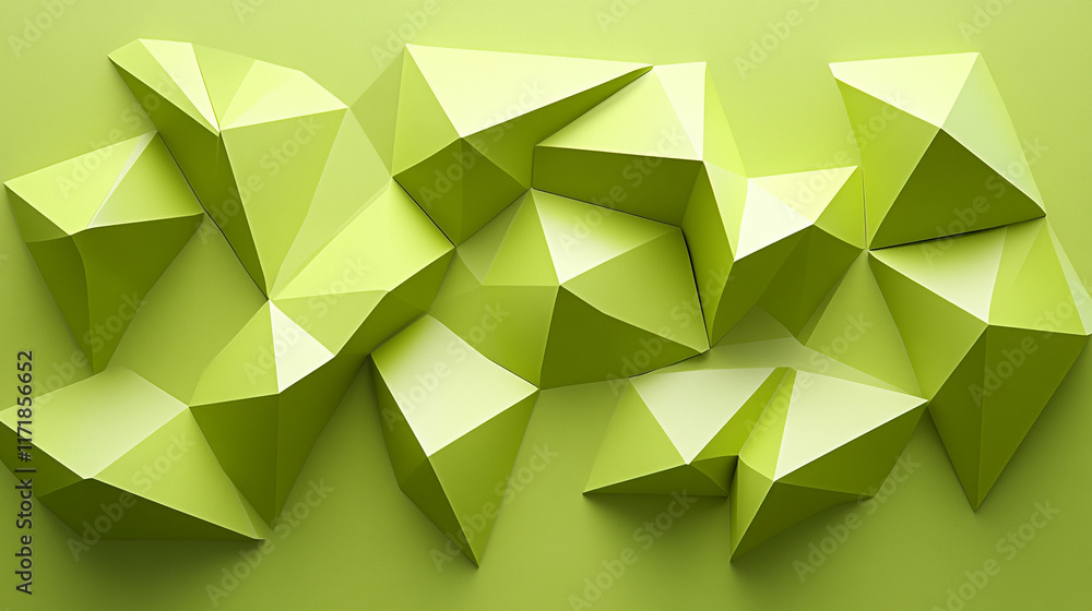 Poster a green abstract low poly triangle field creates a mesmerizing polygonal technology background offer