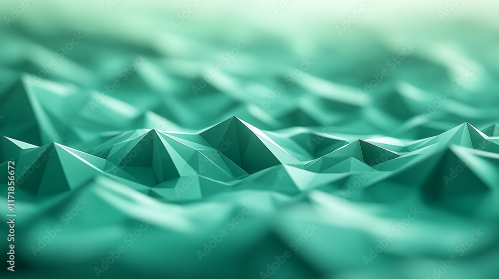 Poster a green abstract low poly triangle field creates a mesmerizing polygonal technology background offer