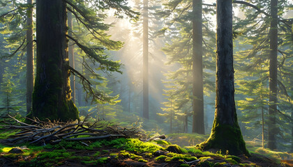 Obraz premium morning in the forest