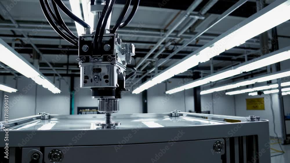Aufkleber advanced robotic arm performing precision tasks on a white table in a modern laboratory setting