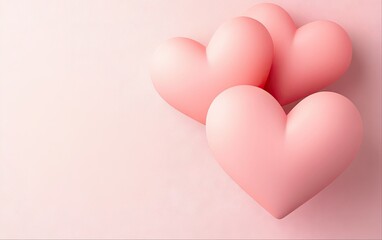 pink heart background with copy space 