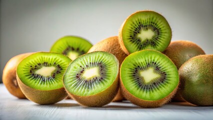 Juicy kiwi still life: fresh, green perfection with inviting copy space.