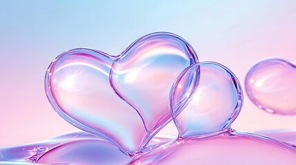 A neon bubble in the shape of a heart on blurred  bokeh background with copy space. Valentine’s Day card, baby shower party, wedding invite