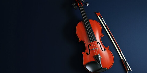 Fototapeta premium A violin is shown on a blue background