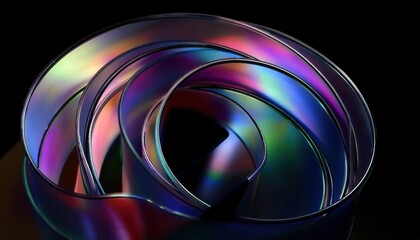 Hypnotic Swirling Multicolored Metallic Rings in Abstract Motion, Symbolizing Infinity, Creativity, and Technological Innovation