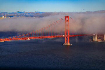 View of the Golden Gate bridge and San Francisco skyline