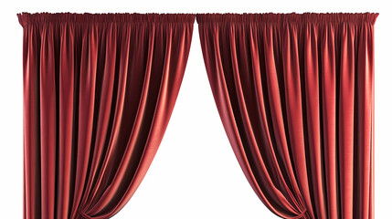 Red curtain with drapes isolated on a white background. Velveted. Illustration