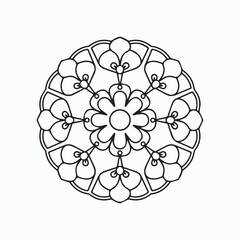simple flower mandala design. mandala coloring page art design.