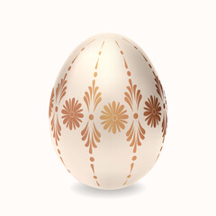 Easter eggs. Happy Easter golden egg. Easter egg hunt. Realistic egg. Realistic 3d symbols of Easter. Realistic white egg. Easter holiday symbol. 3d vector egg. Easterly decorations. Elegant white egg