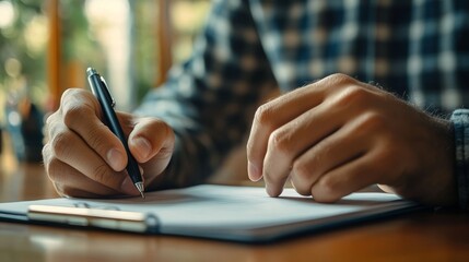 man working and writing