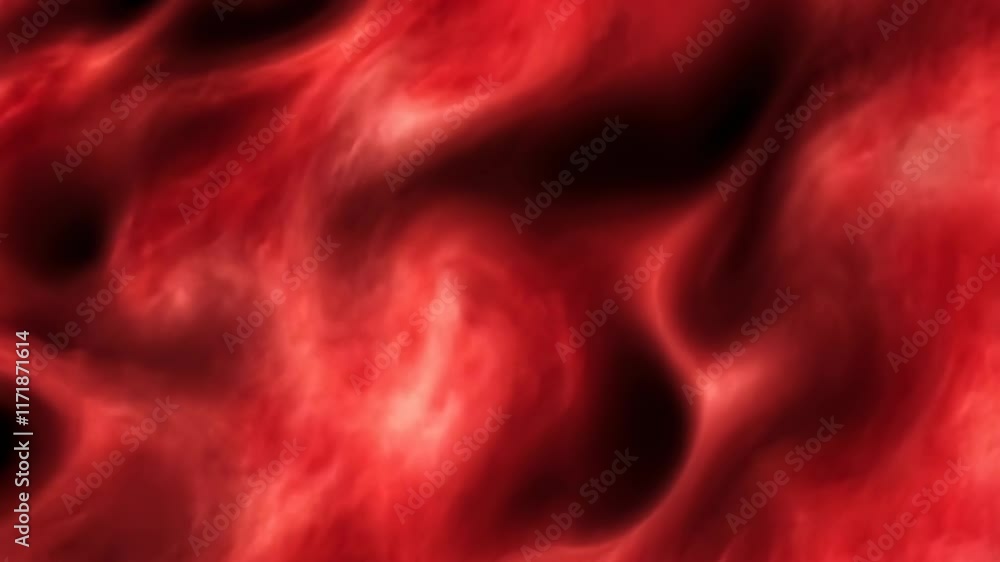 Poster abstract representation of fluid red textures resembling flames in a dark environment