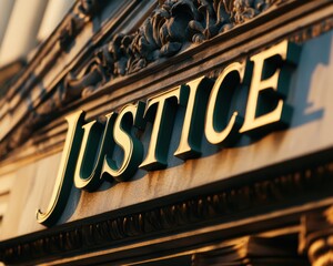 A sign that says Justice